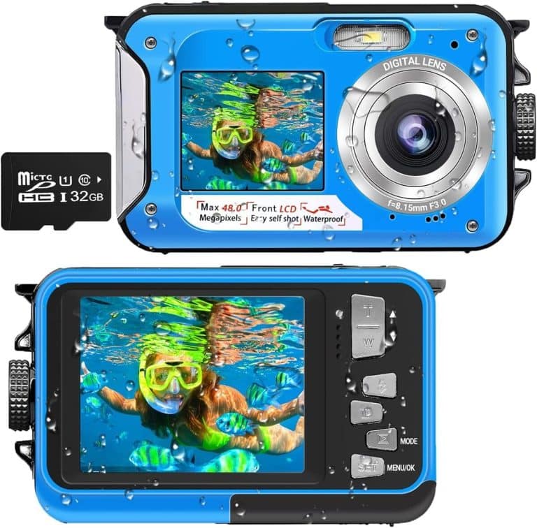 ULEWAY Appareil Photo Enfant étanche – 10 M, Flottant – 1080P, 20MP, 32Go – Écran 2,4” – Jeux, Filtres, Autocollants – Cadeau 3-12 Ans