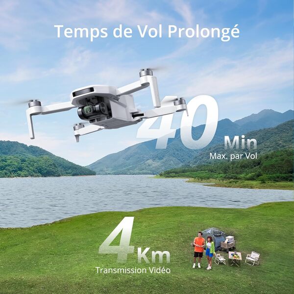 Potensic ATOM LT GPS Drone avec Caméra 2,5K, 40 Mins de Vol par Batterie, 4KM de Transmission, Moins de 249g, ShakeVanish EIS Technologie, Suivez-moi, Retour Auto et Waypoint, Résistance au Vent, C0