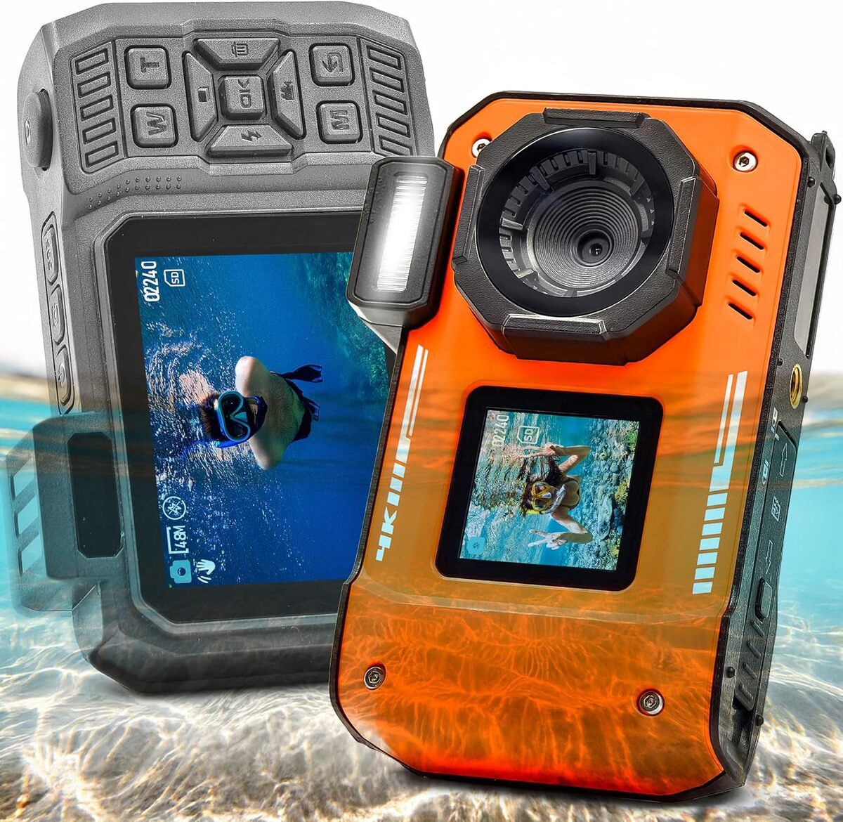 Test de la caméra sous-marine double écran : performance 4K et photo 48 MP