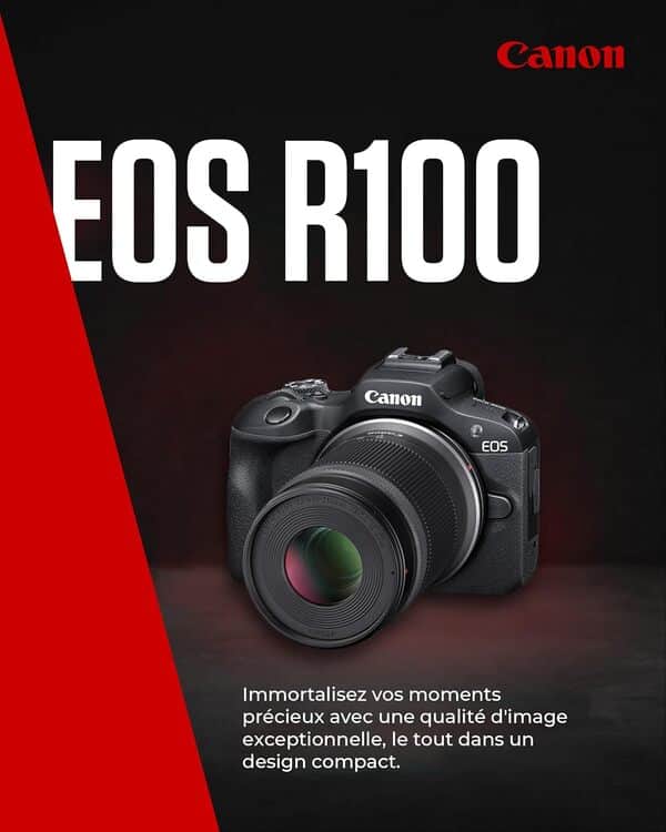 Canon EOS R100 (Boîtier)+Objectifs pour Hybride RF-S 18-45mm & RF-S 55-210mm, Appareil Photo APS-C de 24,1 Mpx, AF CMOS Dual Pixel, Vidéo 4K, Prise de Vue en Continu jusqu'à 6,5 IPS, Wi-Fi & Bluetooth