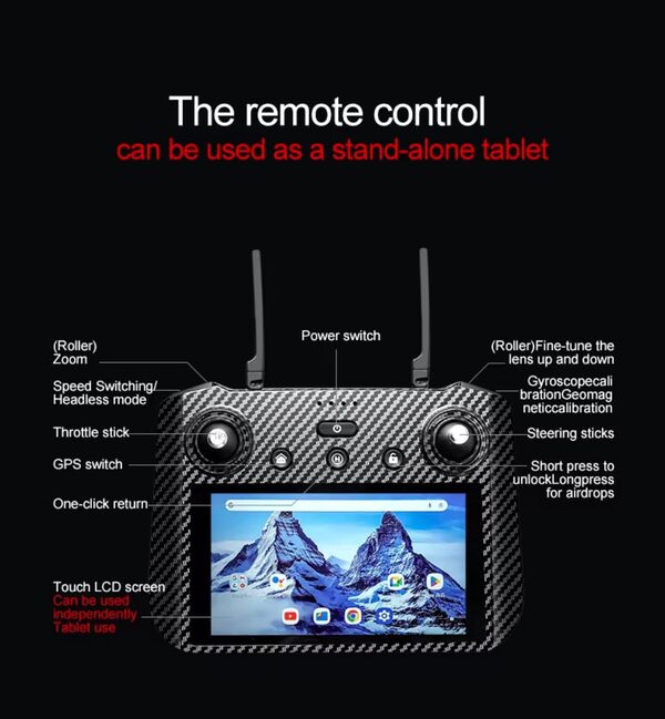 Drone-Fly AE86 PRO MAX+ avec caméra 4K HD et stabilisateur 3 axes, 90 minutes vol (2 batteries), 6Km distance, pour amateur et professionnel 2024/2025 (gris)