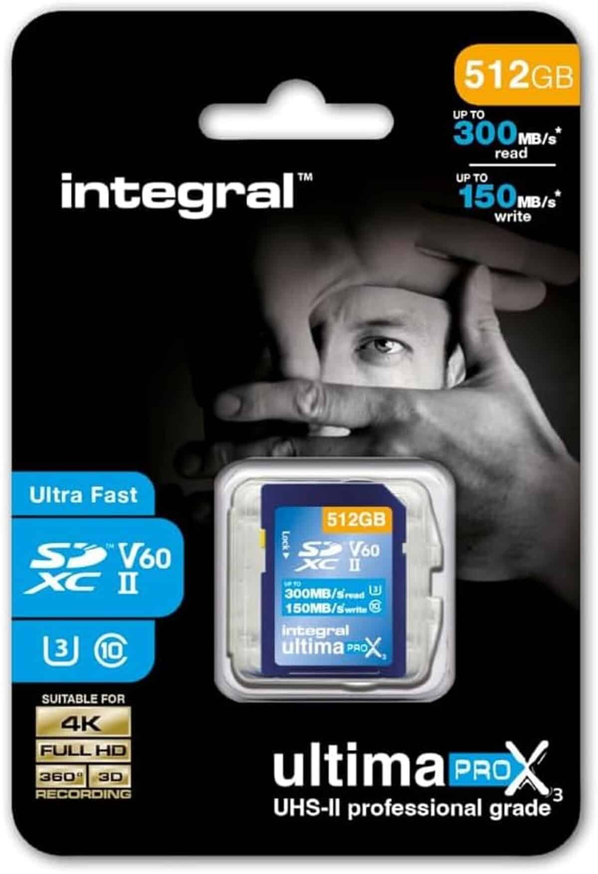 Test Integral carte SDXC 512GB UHS-II : vitesse et performance