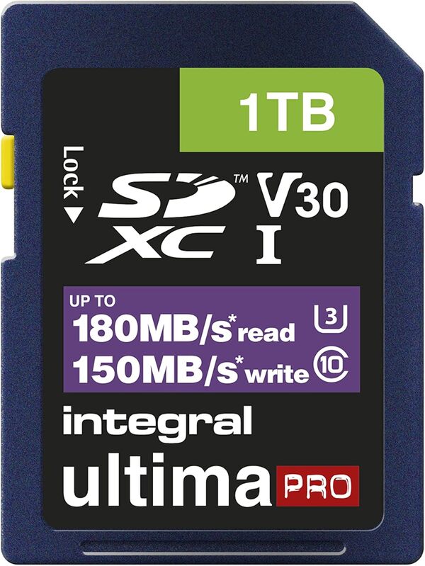 Integral Carte SD 512 Go Integral Vitesse de Lecture vidéo 4K 180 Mo/s et Vitesse d'écriture 150 Mo/s SDXC V30 U3 180- V30 Notre Carte mémoire SD Haute Vitesse la Plus Rapide de Tous Les Temps