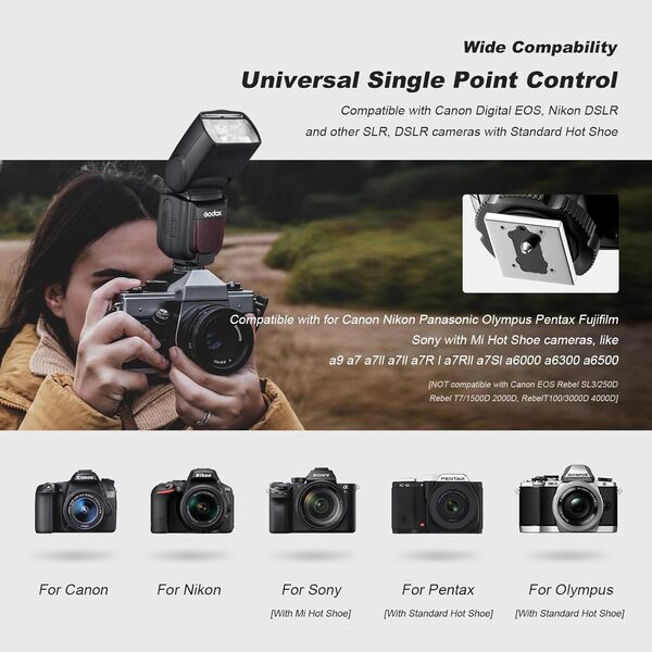 Godox 2-Pack Flash TT600 avec X2T-C HSS 2.4G Wireless Master/Slaver Flash Speedlite & Receiver Godox X2T-C Remote Trigger Transmitter Kit Built-in X System Compatible for Canon Cameras