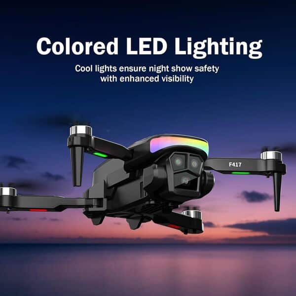 Mini Drone avec Camera 1080P Lentille Réglage Électrique 90° LED RGB pour drone adulte débutant,Drone FPV Contrôle Gestuel/Gravité Brushless Mode Sans Tête Maintien d’Altitude,Vol Waypoint,3D Flip