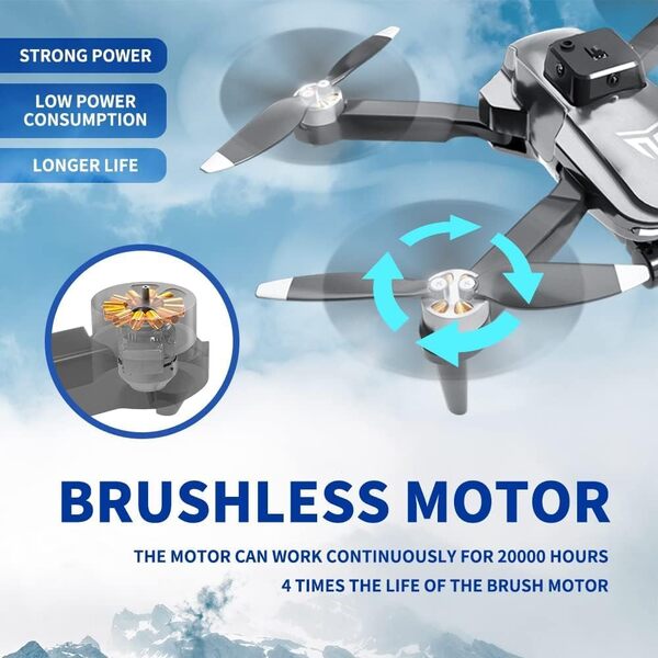 Brushless Motor Drone with Camera-4K FPV Foldable Drone with Carrying Case,40 mins of Battery Life,Two 1600MAH,120° Adjustable Lens,One Key Take Off/Land,Altitude Hold, 360° Flip 1 2 3 4 5