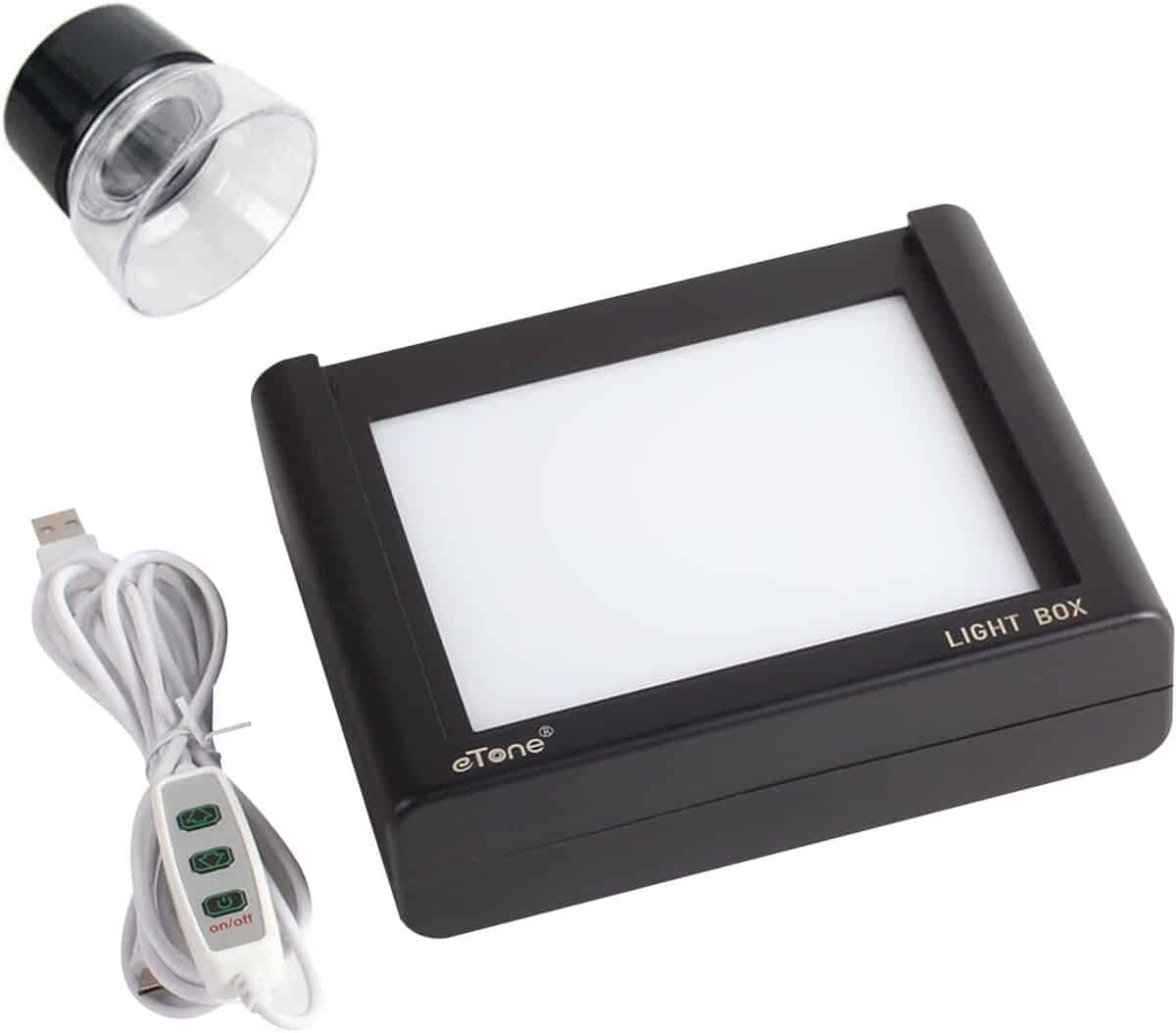 Test de la visionneuse eTone avec scanner boîte lumineuse à objectif 10x