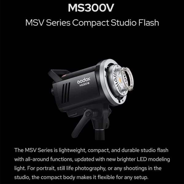 Godox MS300-V Flash de Studio 300 W avec Lampe de Modélisation LED Améliorée, Système X sans Fil 2,4 G, Support Bowens Idéal pour La Mode, La Publicité et La Photographie en Studio