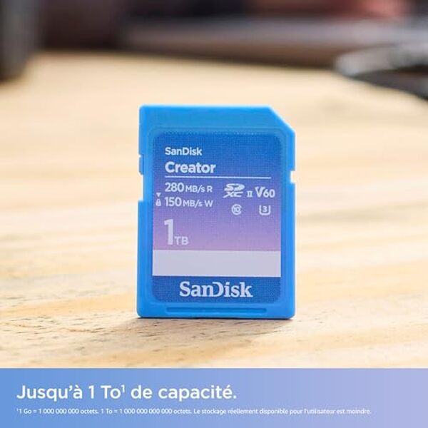 Découvrez les performances époustouflantes de la carte SanDisk Creator SD 512 Go avec vitesse et fiabilité inégalées pour vos besoins de stockage.