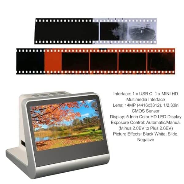 Découvrez tout sur le mini scanner de diapositives avec écran HD 5 pouces. Ses fonctionnalités, performances et compatibilité vous impressionneront.