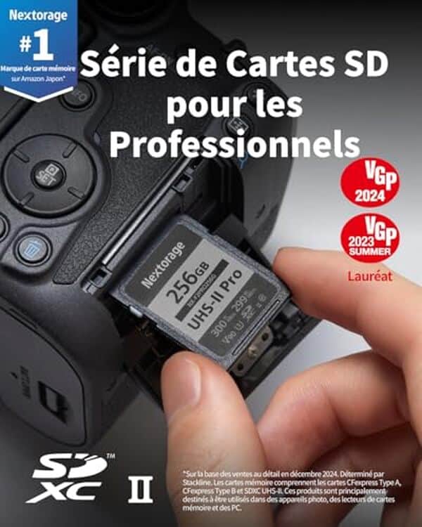 Découvrez notre test complet de la carte SD Nextorage NX-F2PRO 256Go : performance, vitesse et fiabilité pour vos besoins de stockage avancé