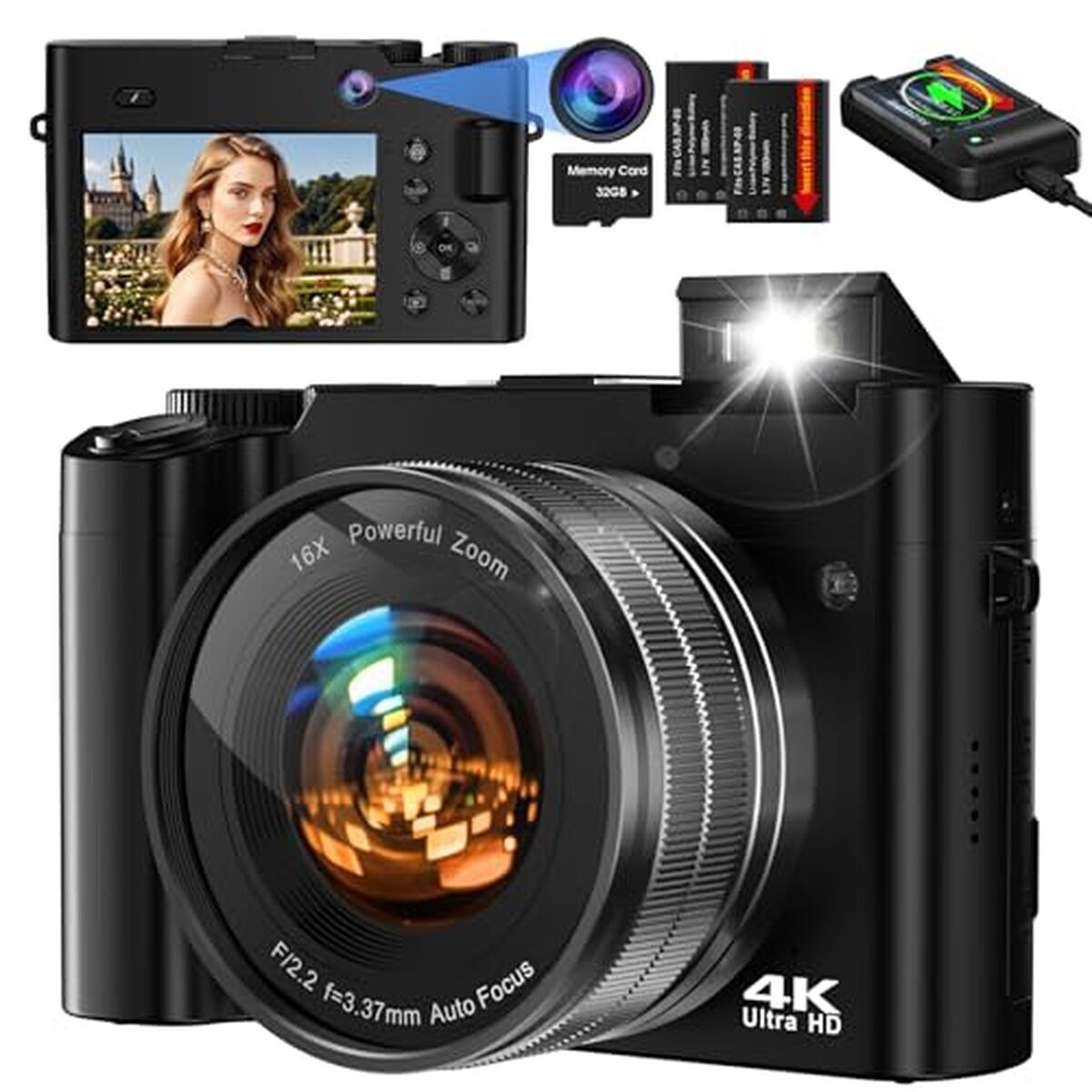 Test : appareil photo numérique Bofypoo 64 MP autofocus 4K noir