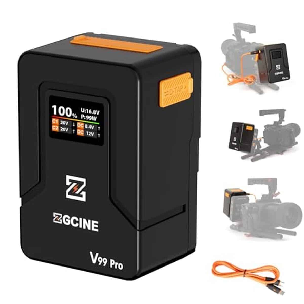 Test : zgcine zg-v99pro batterie v-mount 99, 9 wh orange pour équipements vidéo