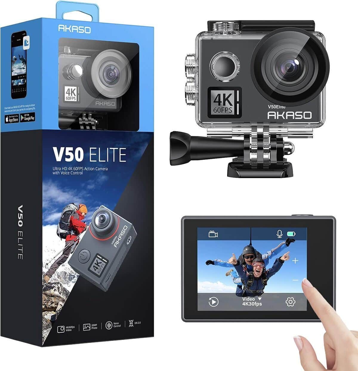 Test : akaso V50 Elite, caméra sport 4K HDR avec écran tactile et accessoires complets