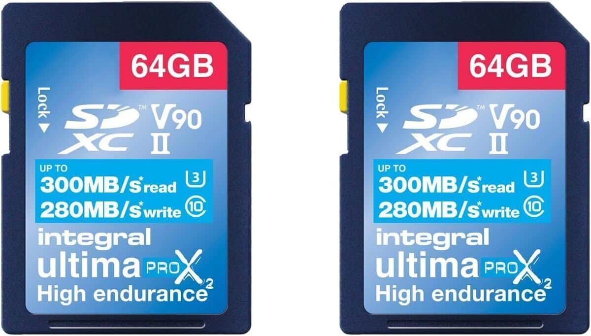 Test des cartes sd Integral 64 gb uhs-ii V90 1866x : performance pro