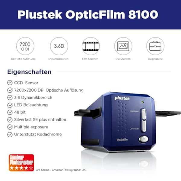Découvrez notre test complet du scanner Plustek OpticFilm 8100 pour films 35 mm. Haute résolution, qualité d'image exceptionnelle et caractéristiques détaillées.